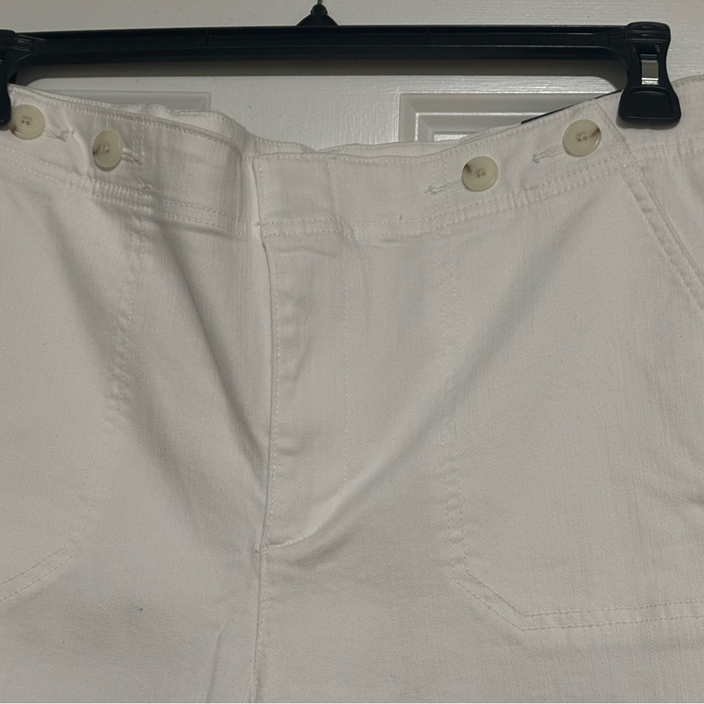 White Button-Front Wide Leg Pants